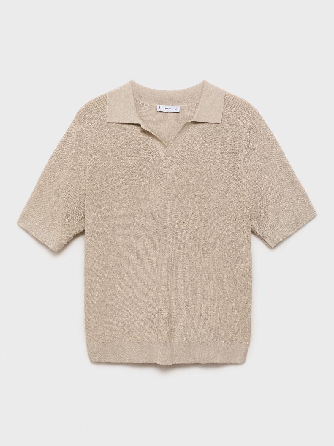 Product image 3 of 9, which shows Mango Lino Polo Shirt, Beige, S