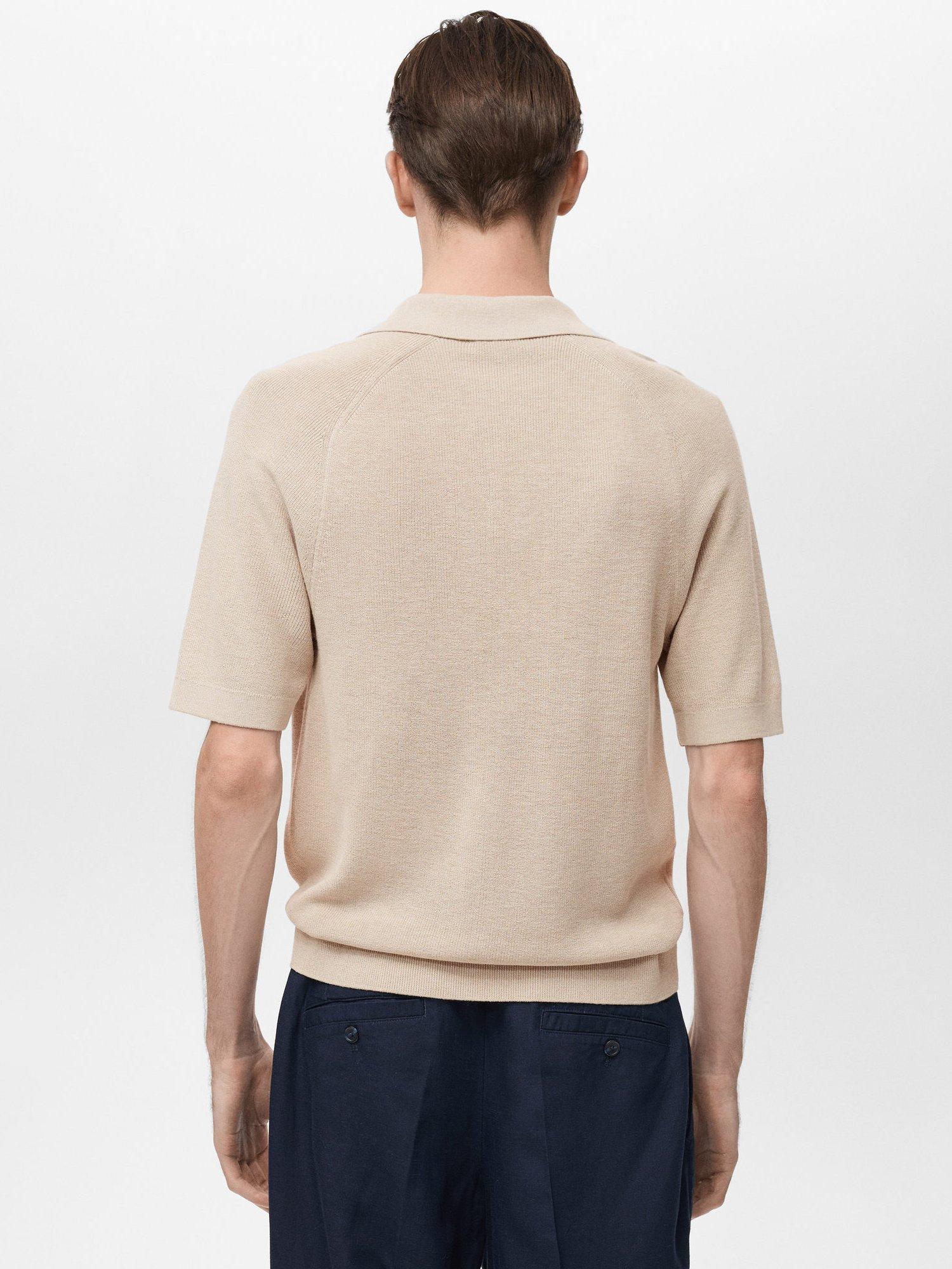 Product image 4 of 9, which shows Mango Lino Polo Shirt, Beige, S