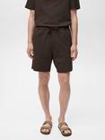 Mango Seersucker Chino Shorts, Dark Brown