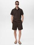Mango Seersucker Chino Shorts, Dark Brown