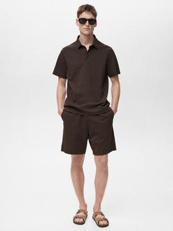 Mango Seersucker Chino Shorts, Dark Brown - view 2, Dark Brown
