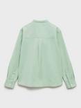 Mango Kids' Sergi Stripe Cotton Linen Shirt, Green