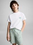 Mango Kids' Bosco Cotton Drawstring Shorts, Green