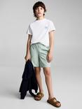 Mango Kids' Bosco Cotton Drawstring Shorts, Green
