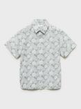 Mango Kids' Bali Cotton Short Sleeve Shirt, Green