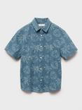 Mango Kids' Fiji Short Sleeve Shirt, Medium Blue