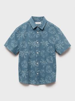 Mango Kids' Fiji Short Sleeve Shirt, Medium Blue, Medium Blue