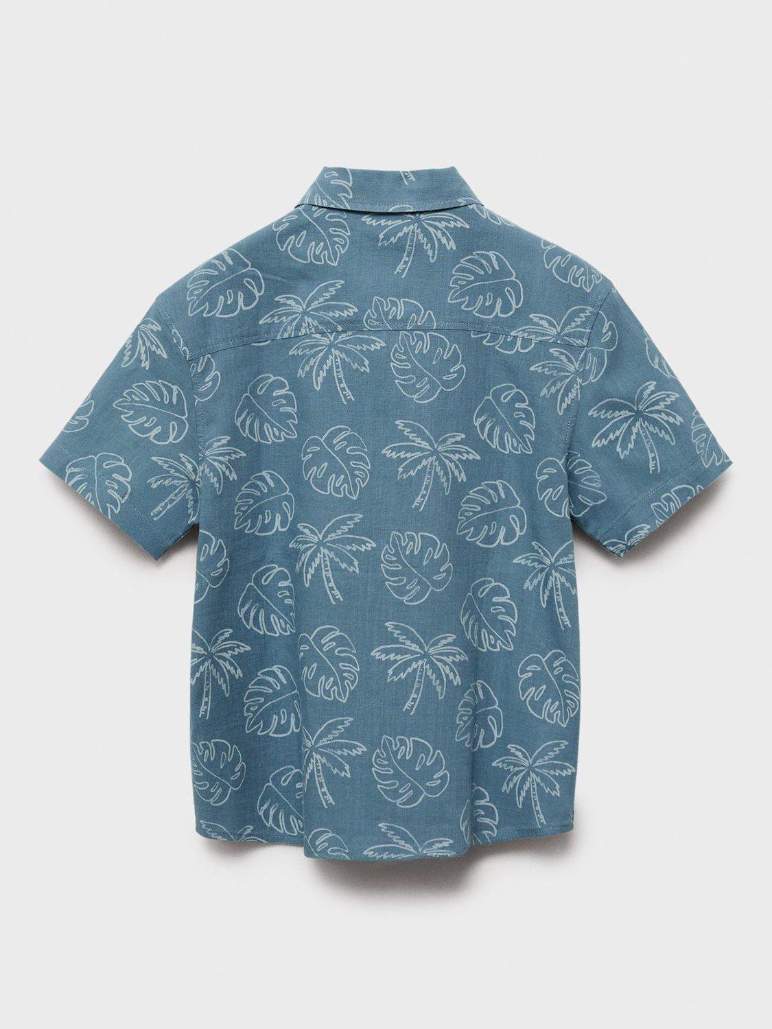 Product image 2 of 4, which shows Mango Kids' Fiji Short Sleeve Shirt, Medium Blue, 13-14 years