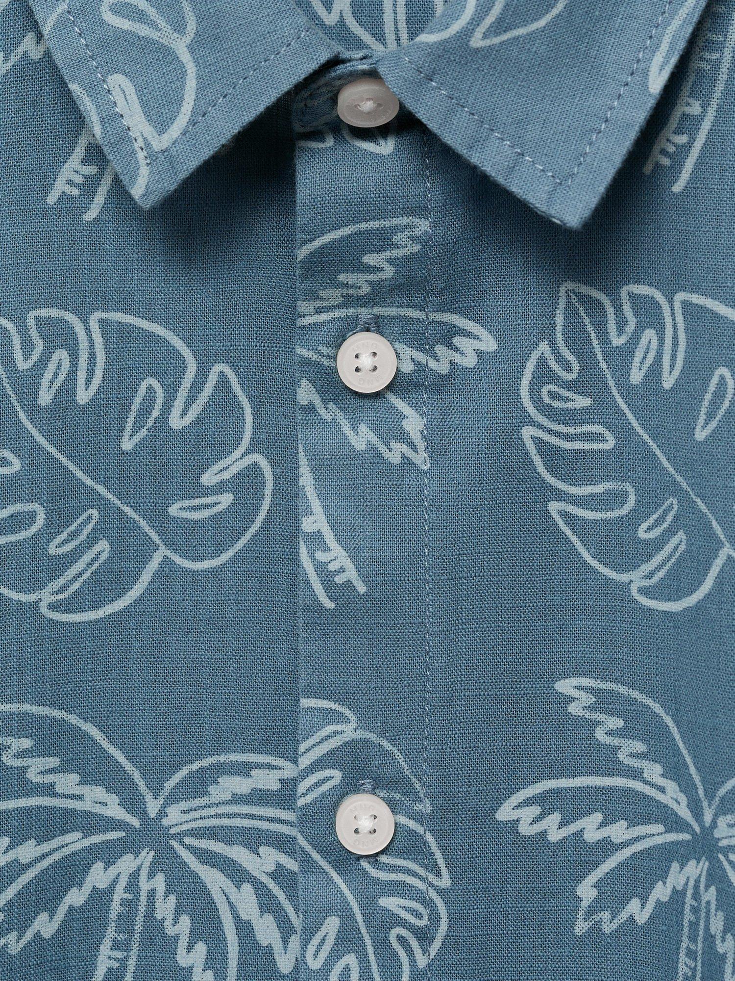 Product image 4 of 4, which shows Mango Kids' Fiji Short Sleeve Shirt, Medium Blue, 13-14 years