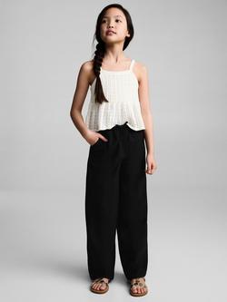 Mango Kids' Michaela Drawstring Wide Leg Trousers, Black