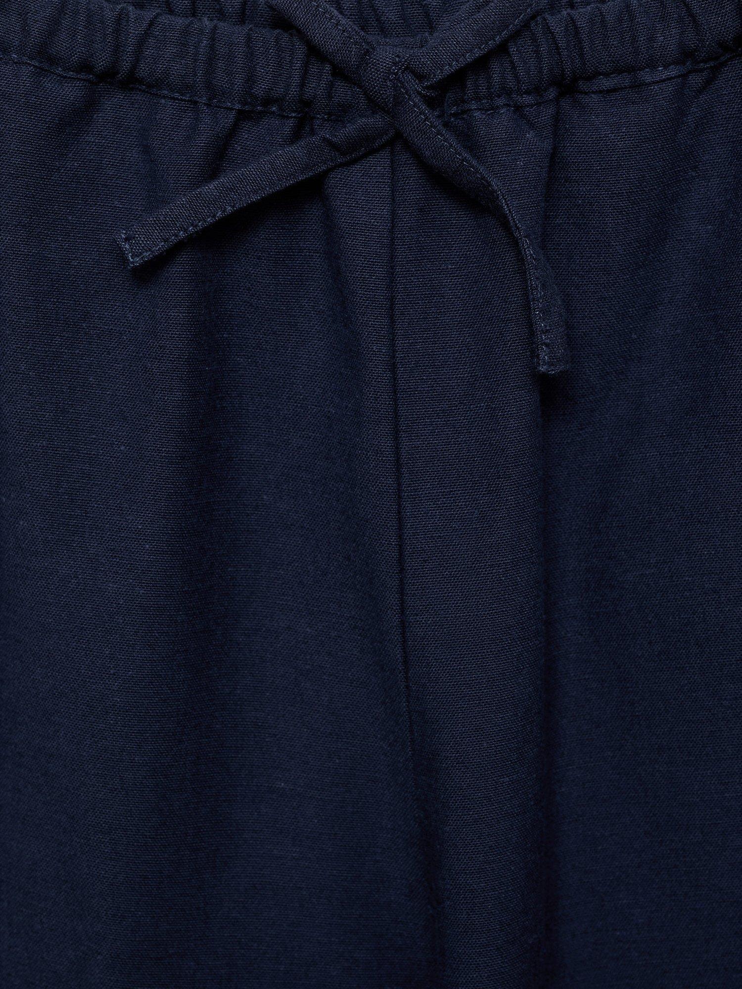 Product image 5 of 5, which shows Mango Kids' Michaela Drawstring Wide Leg Trousers, Navy, 5-6 years