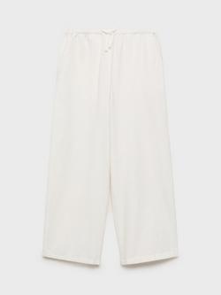Mango Kids' Michaela Drawstring Wide Leg Trousers, White