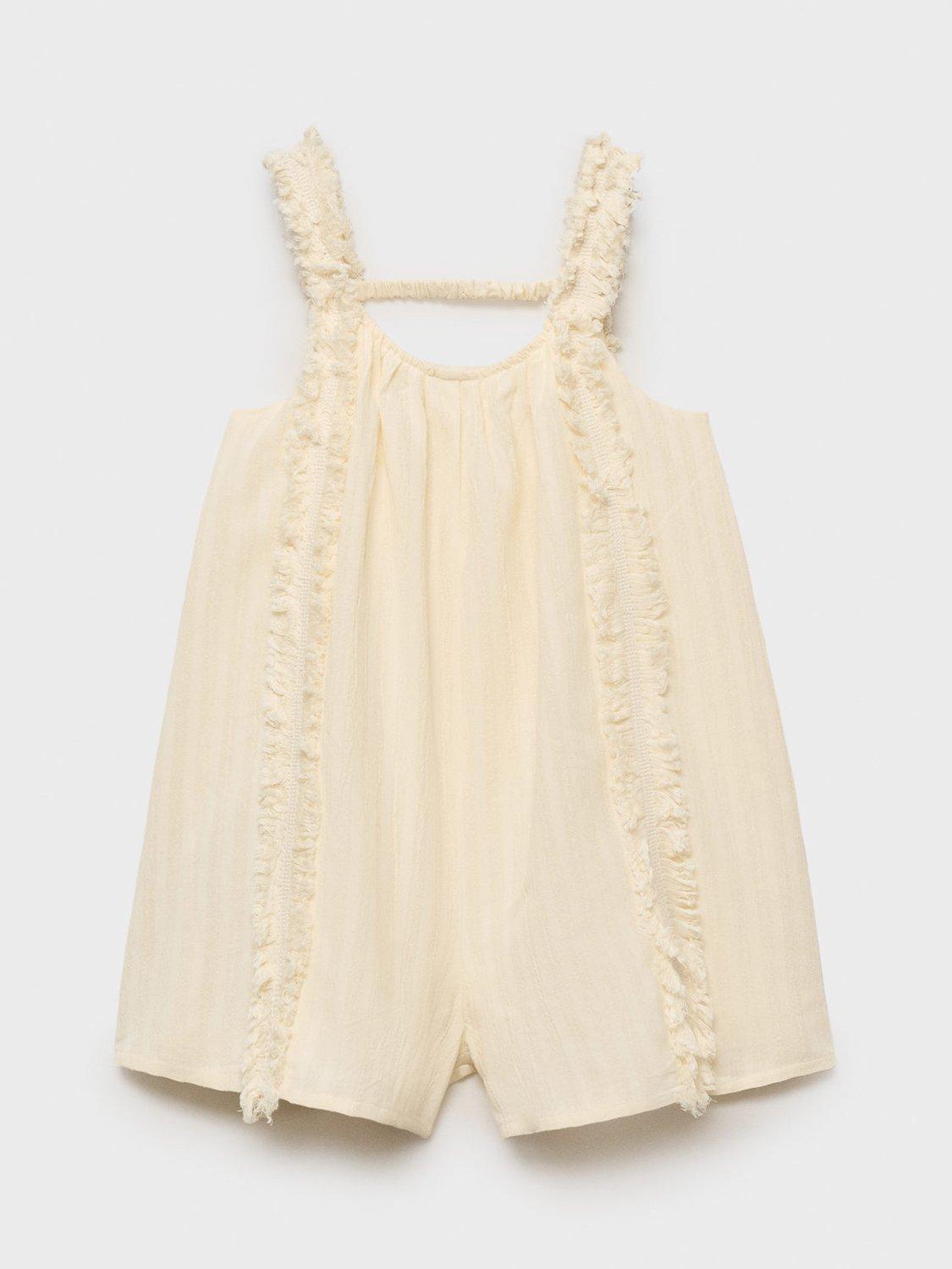 Product image 2 of 4, which shows Mango Kids' Nala Ruffle Playsuit, Yellow, 13-14 years