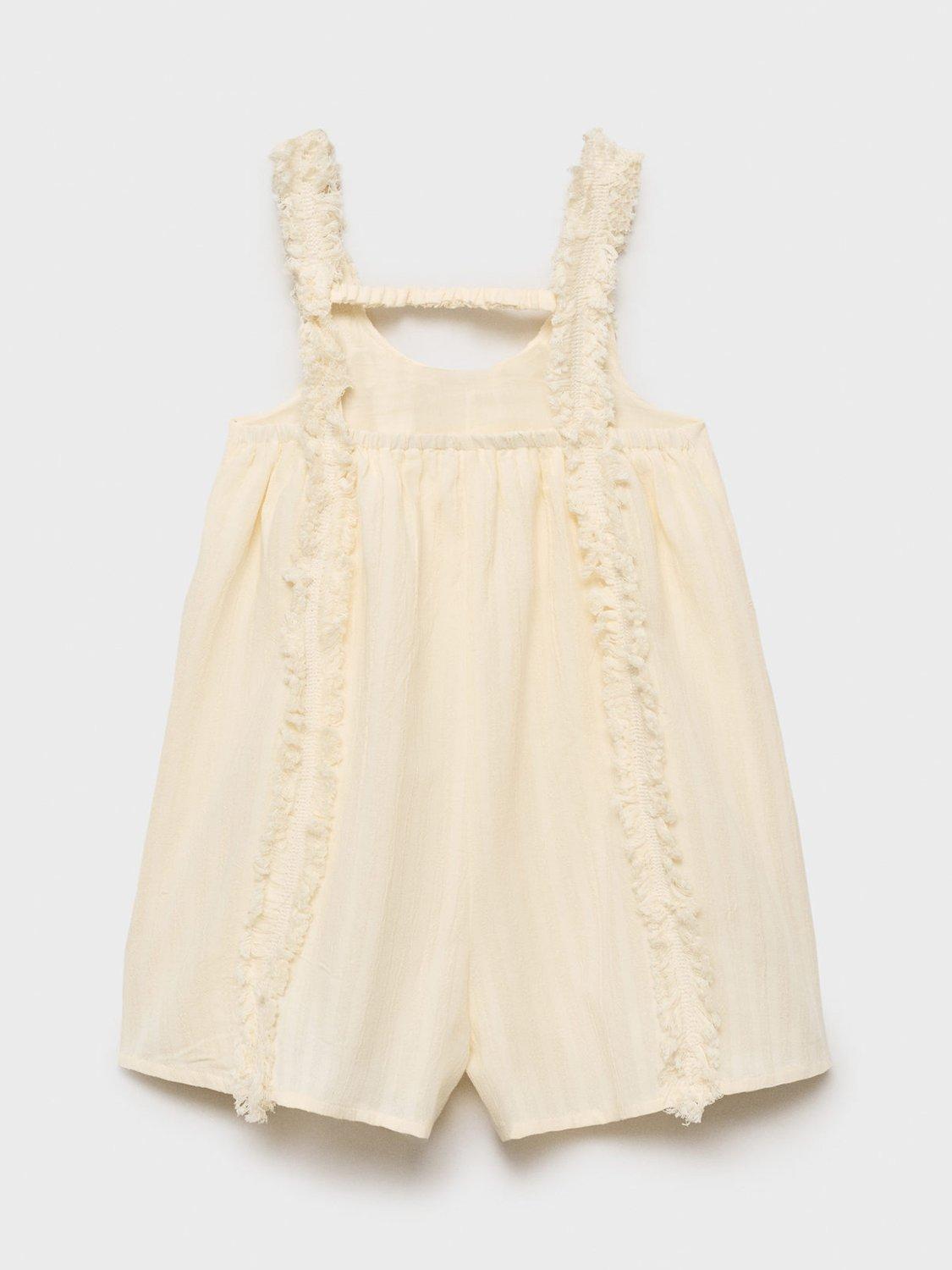 Product image 3 of 4, which shows Mango Kids' Nala Ruffle Playsuit, Yellow, 13-14 years