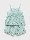 Mango Kids' Hoja Botanical Cami & Shorts Pyjama Set, Green