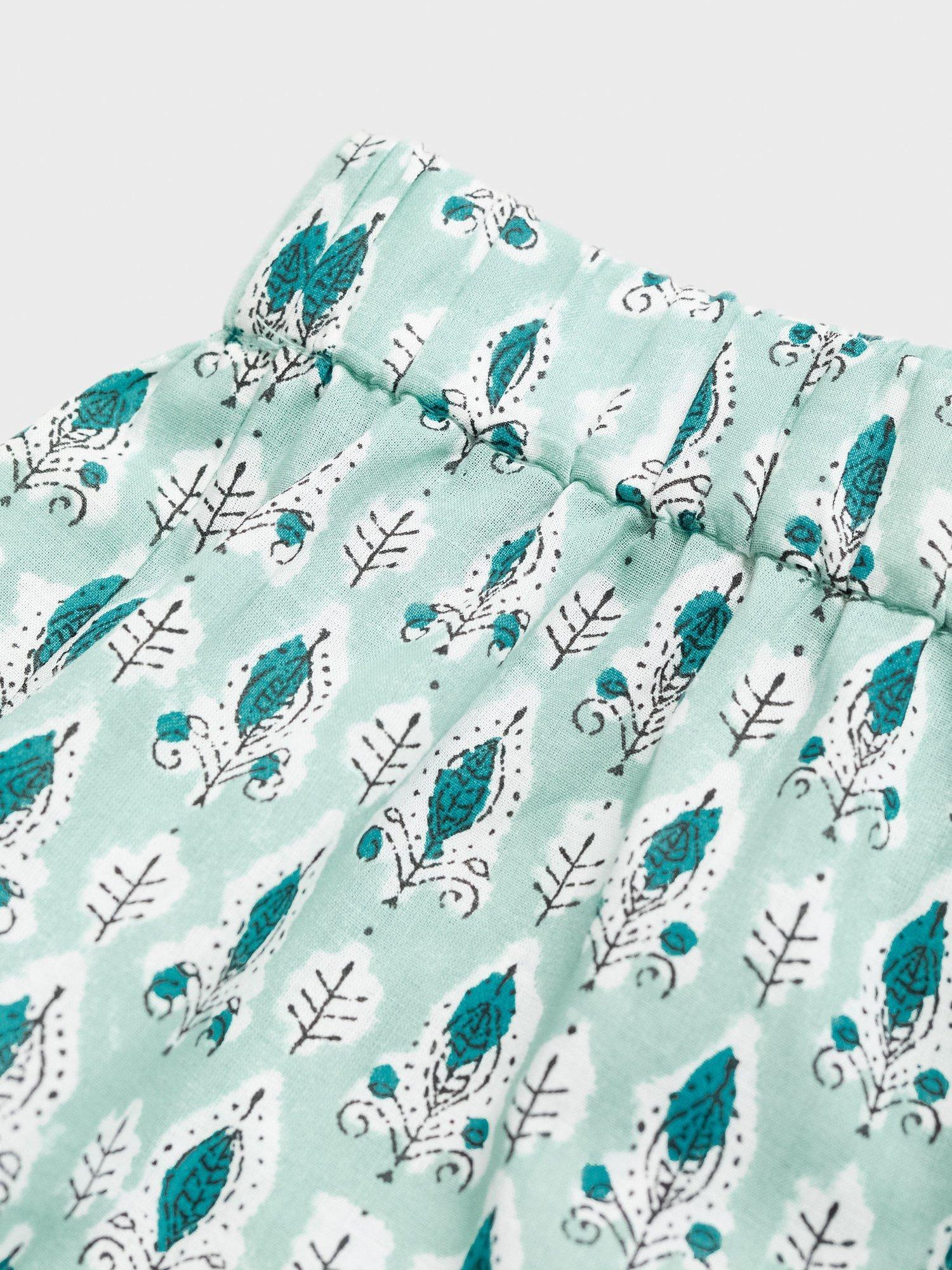 Product image 4 of 4, which shows Mango Kids' Hoja Botanical Cami & Shorts Pyjama Set, Green, 11-12 years