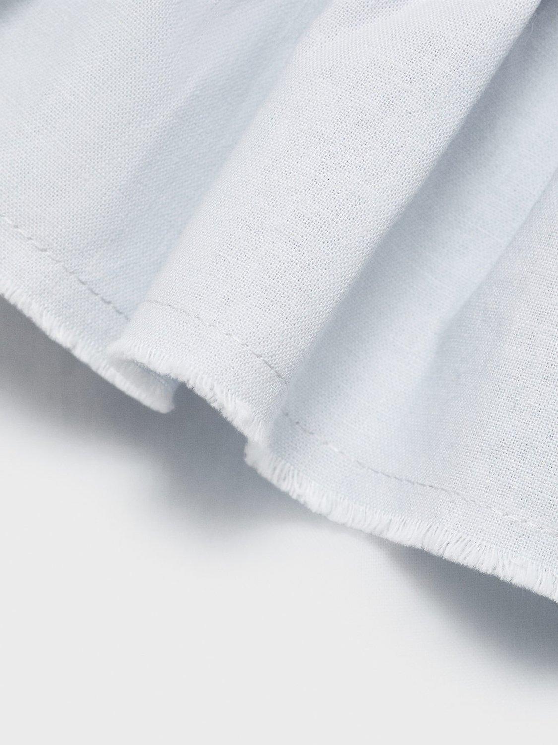 Product image 4 of 6, which shows Mango Kids' Simba Asymmetric Linen Cotton Blouse, Light Pastel Blue, 13-14 years