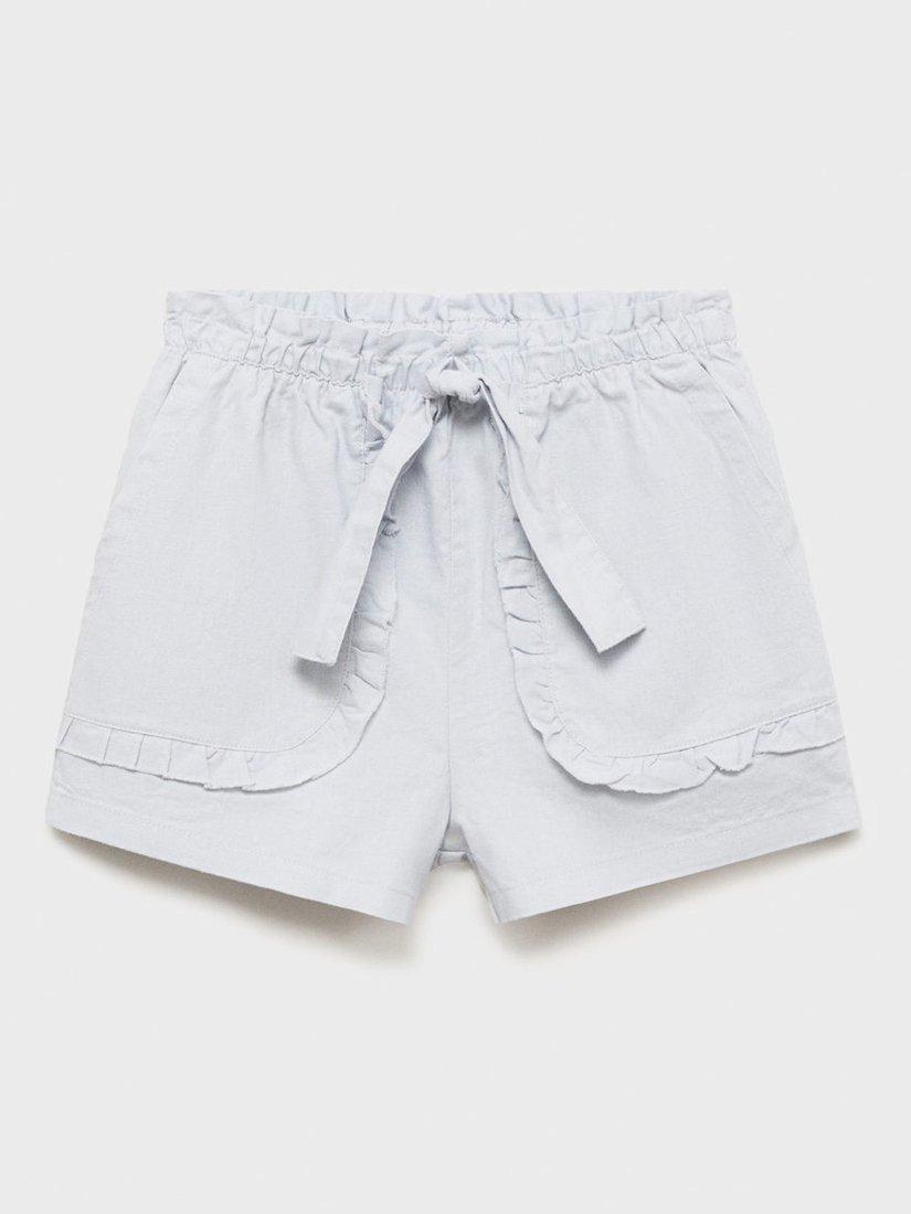 Product image 3 of 6, which shows Mango Kids' Simba Linen Cotton Shorts, Light Pastel Blue, 11-12 years