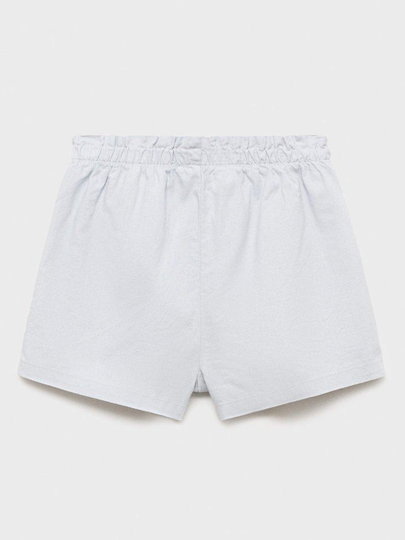 Product image 4 of 6, which shows Mango Kids' Simba Linen Cotton Shorts, Light Pastel Blue, 11-12 years