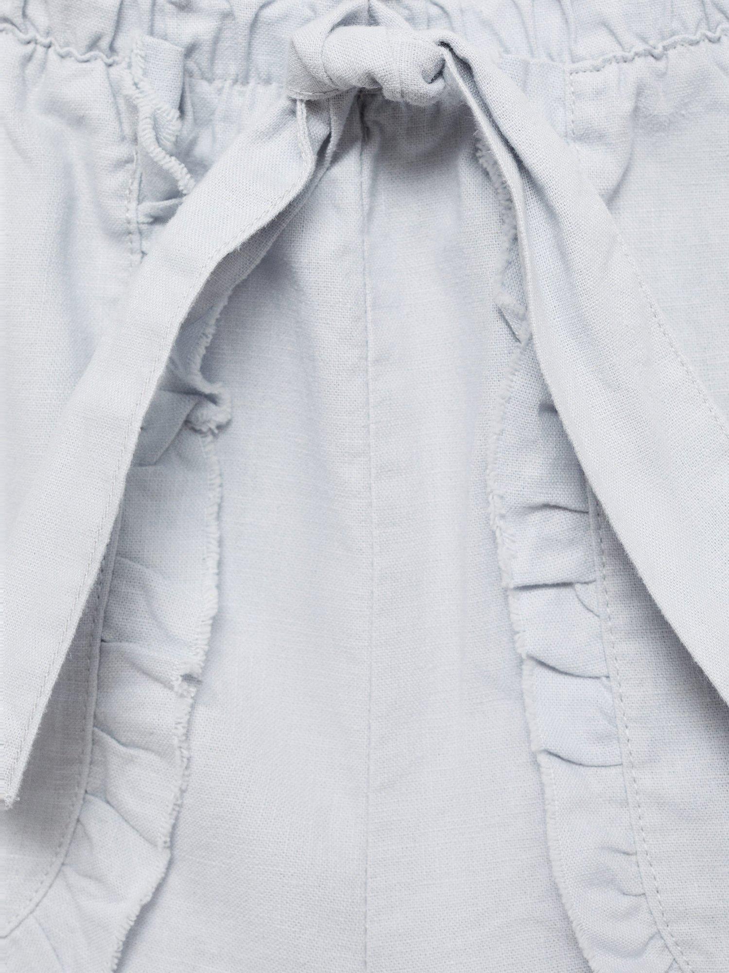 Product image 6 of 6, which shows Mango Kids' Simba Linen Cotton Shorts, Light Pastel Blue, 11-12 years