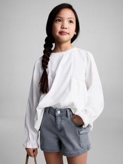 Mango Kids' Stora Denim Cargo Shorts, Medium Blue, Medium Blue