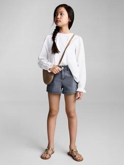 Mango Kids' Stora Denim Cargo Shorts, Medium Blue - view 2, Medium Blue