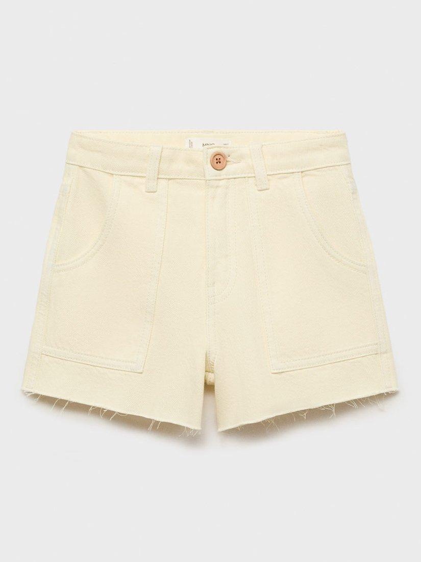 Product image 2 of 5, which shows Mango Kids' Zazu Frayed Denim Shorts, Yellow, 13-14 yrs