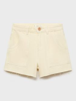 Mango Kids' Zazu Frayed Denim Shorts, Yellow - view 2, Yellow