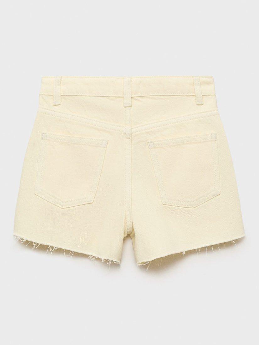 Product image 3 of 5, which shows Mango Kids' Zazu Frayed Denim Shorts, Yellow, 13-14 yrs