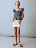 Mango Kids' Danbury Denim Cargo Skirt, Light Beige
