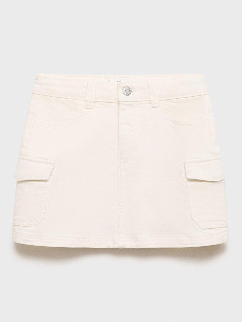 Product image 3 of 7, which shows Mango Kids' Danbury Denim Cargo Skirt, Light Beige, 13-14 years