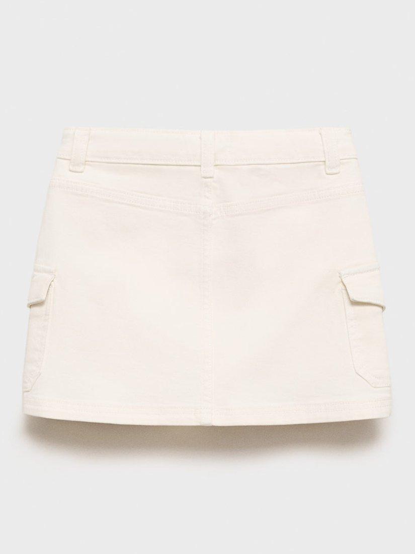 Product image 4 of 7, which shows Mango Kids' Danbury Denim Cargo Skirt, Light Beige, 13-14 years