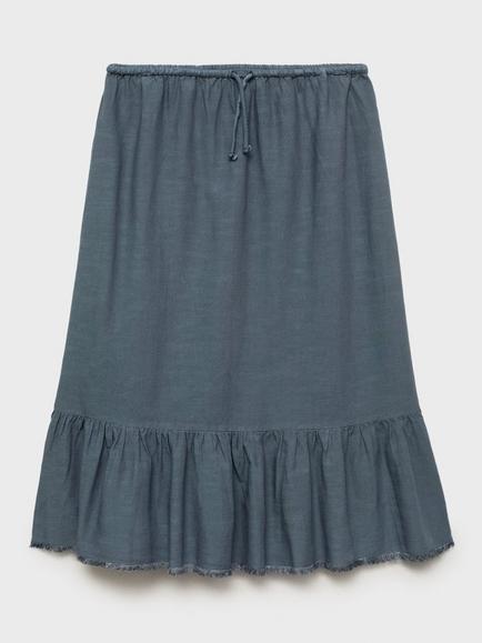 Mango Kids' Paola Drawstring Maxi Skirt, Medium Blue - view 2, Medium Blue
