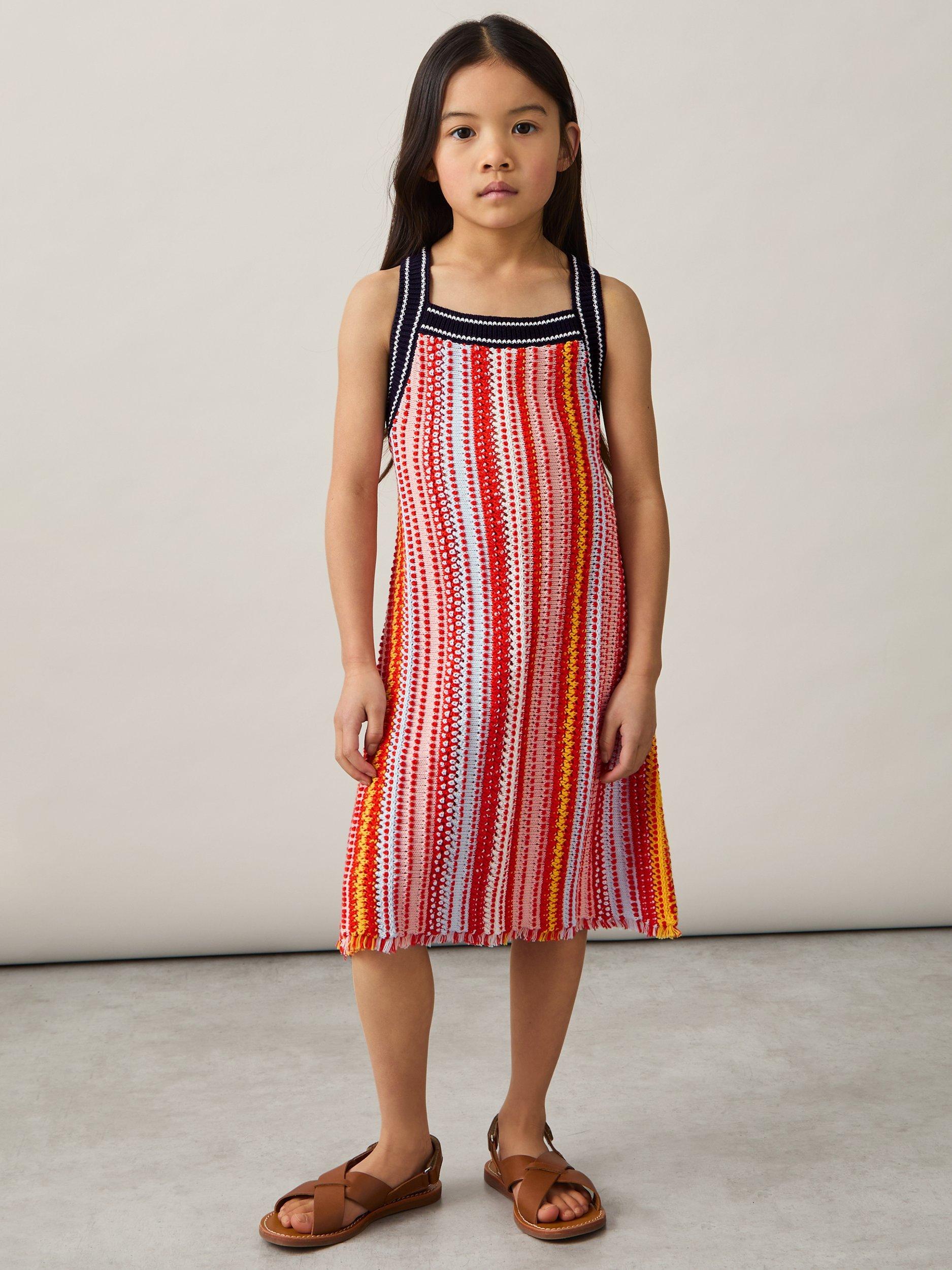 Product image 1 of 3, which shows Reiss Kids' Amira Striped Knit Dress, Multi, 4-5 years