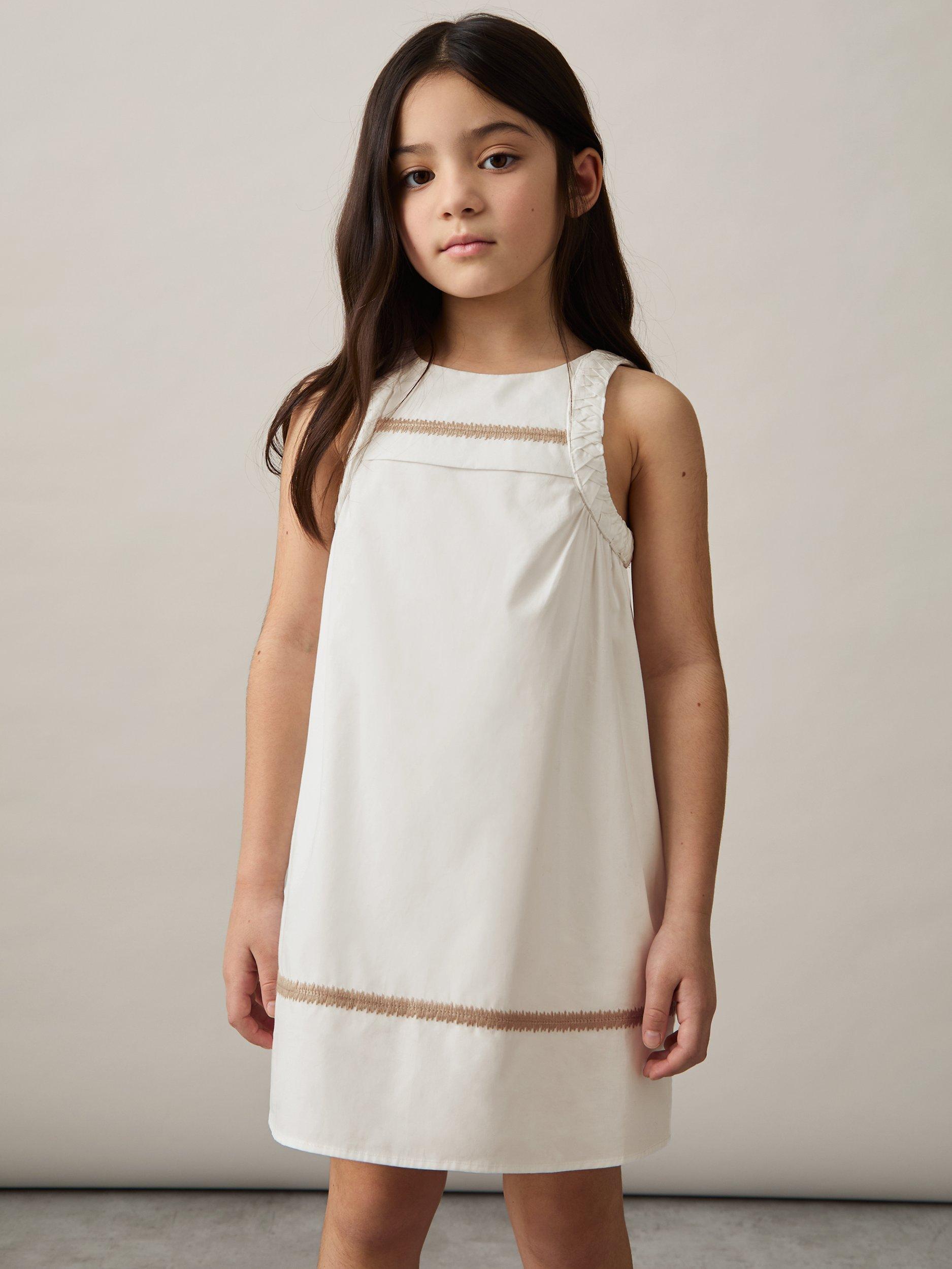 Product image 3 of 4, which shows Reiss Kids' Rosie Cotton Embroidered Dress, Ivory, 5-6 years