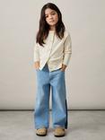 Reiss Kids' Ottie Cotton Crew Neck Cardigan, Ivory