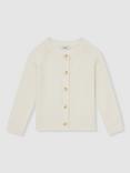 Reiss Kids' Ottie Cotton Crew Neck Cardigan, Ivory