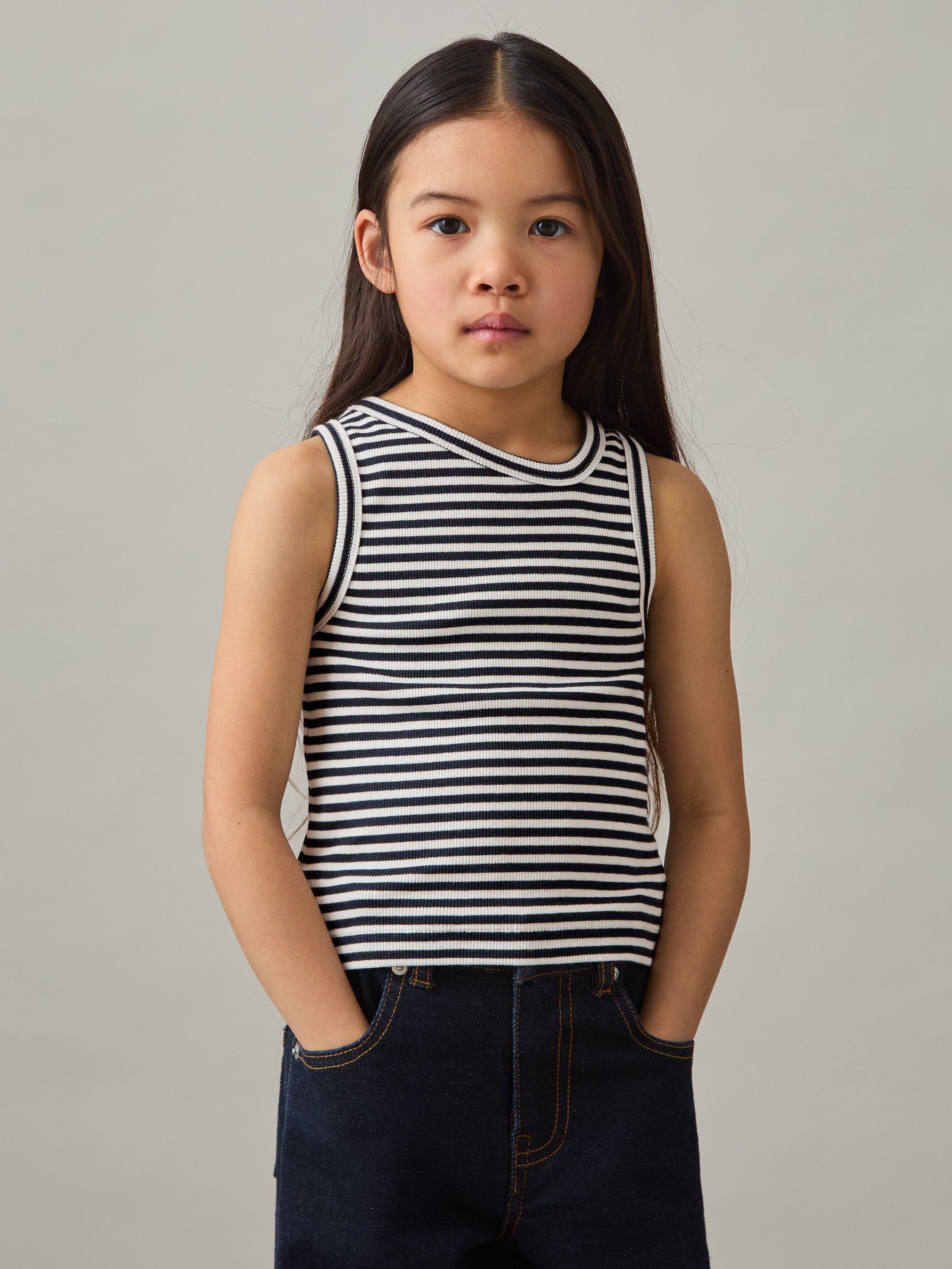 Reiss Kids' Ali Stripe Vest Top, Navy