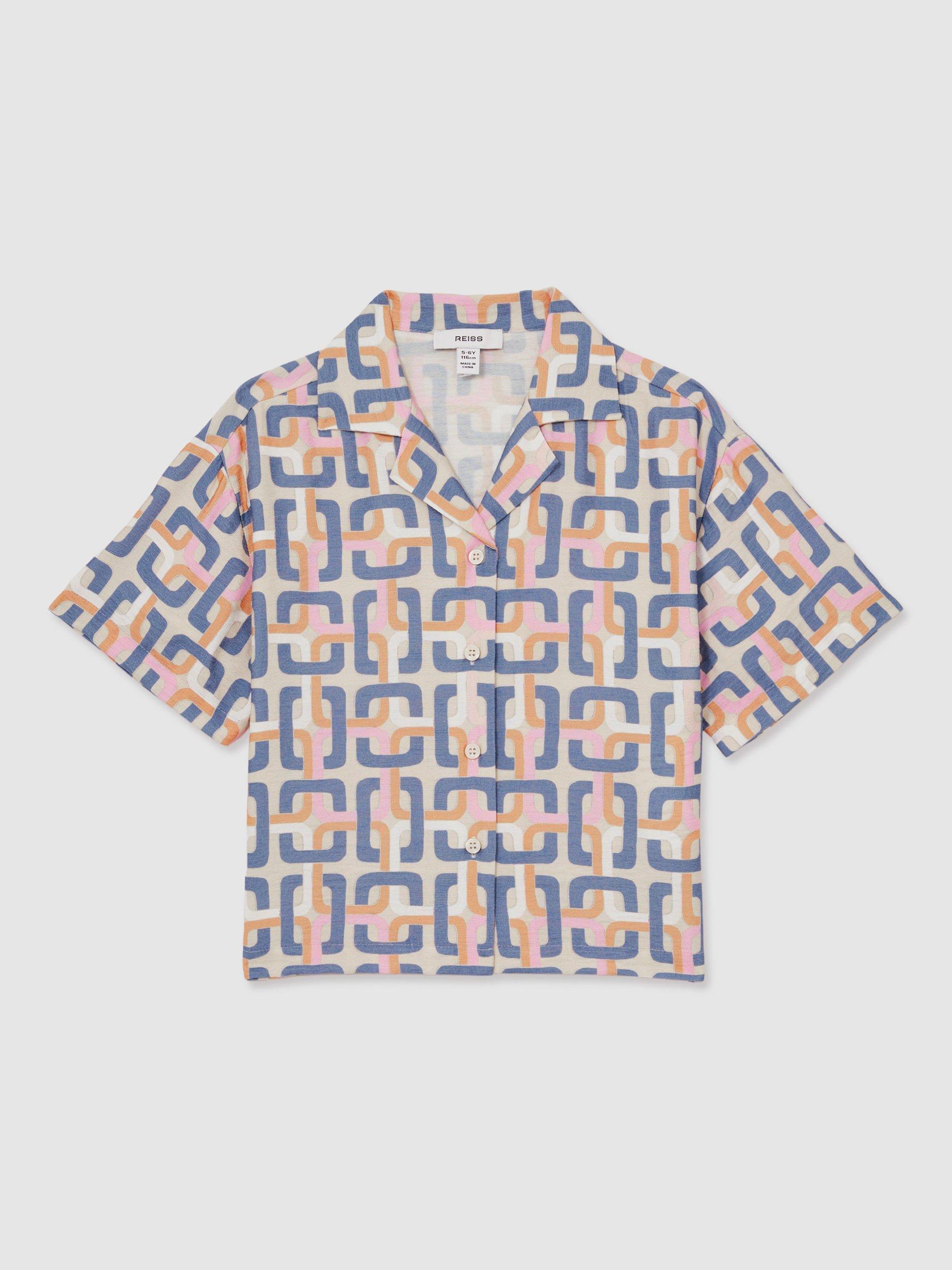 Product image 1 of 4, which shows Reiss Kids' Eva Chain Print Shirt, Multi, 4-5 years