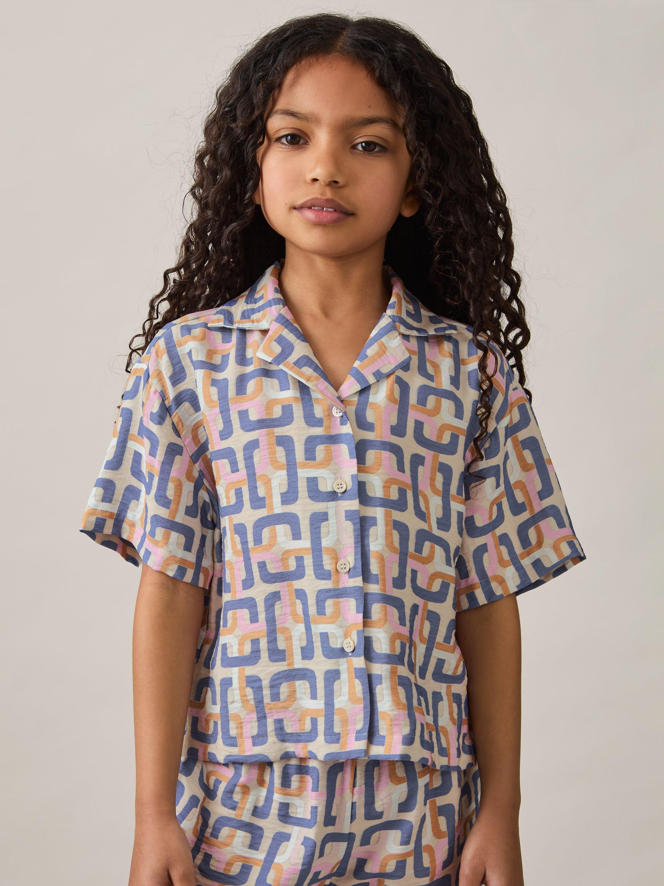 Product image 2 of 4, which shows Reiss Kids' Eva Chain Print Shirt, Multi, 4-5 years