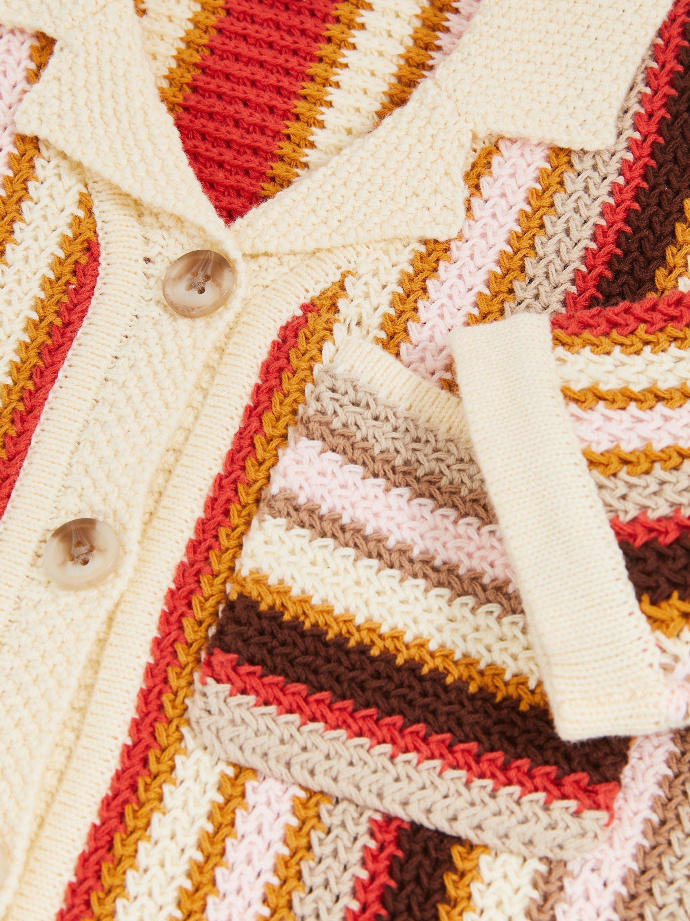 Product image 2 of 5, which shows Reiss Kids' Candy Striped Crochet Shirt, Multi, 8-9 years