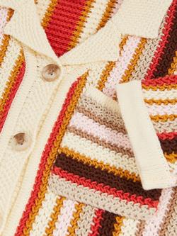 Reiss Kids' Candy Striped Crochet Shirt, Multi - view 2, Multi