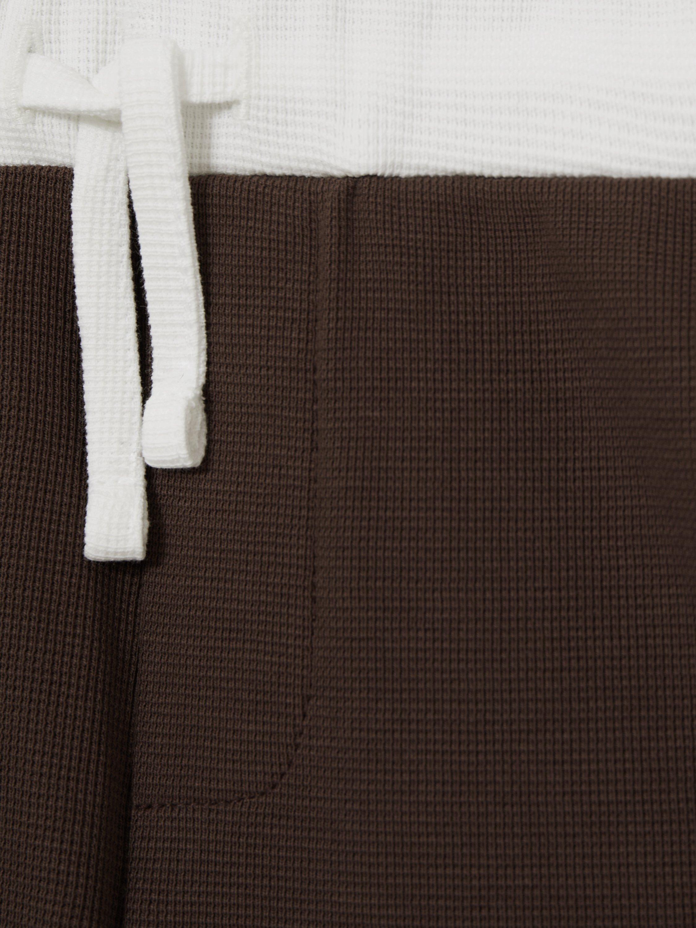 Product image 4 of 4, which shows Reiss Kids' Cane Waffle Knit Shorts, Brown / Off White, 5-6 years