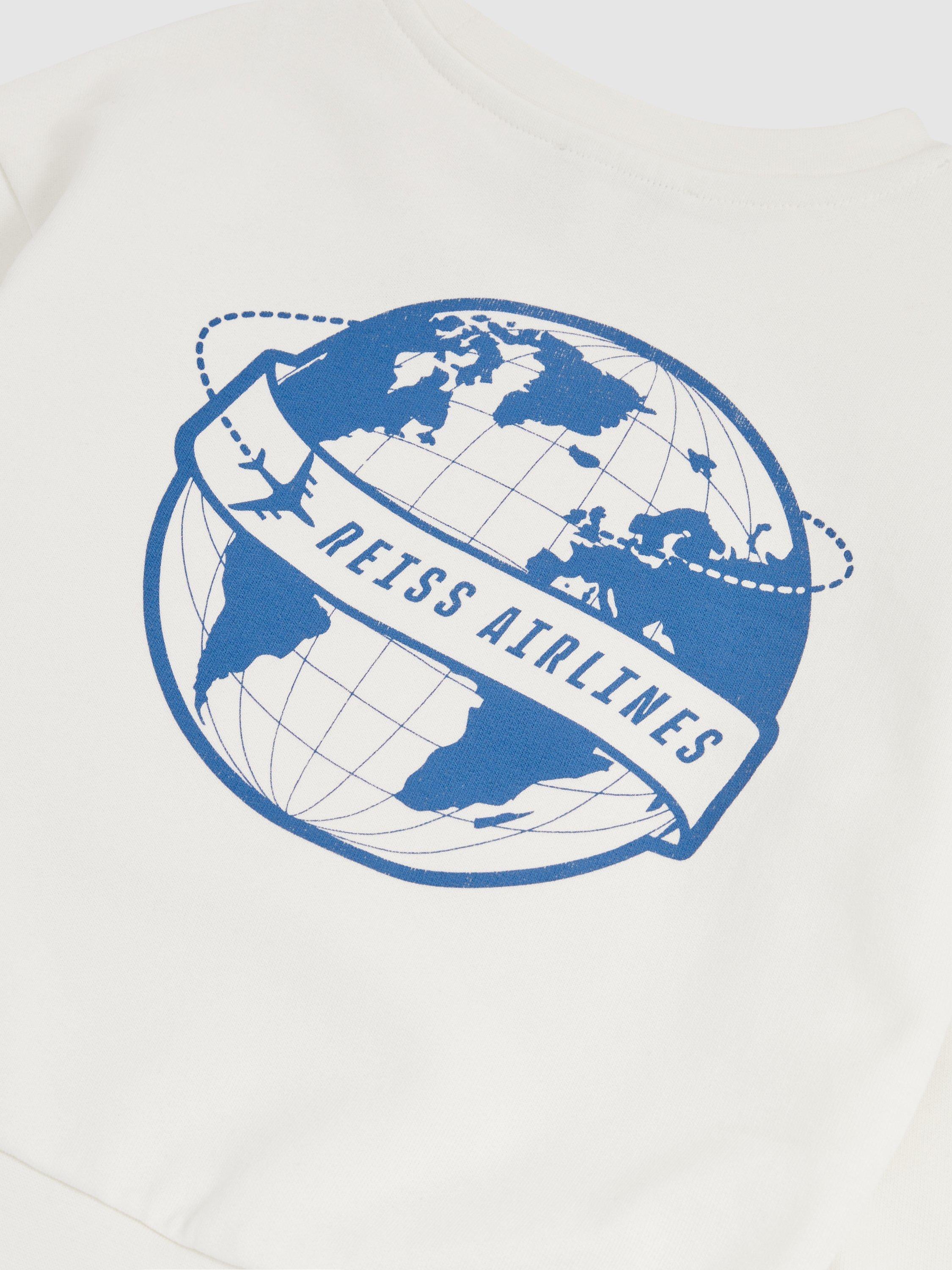 Product image 6 of 11, which shows Reiss Kids' Orville Cotton Blend Sweatshirt, White/Blue, 13-14 years