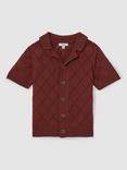 Reiss Kids' Filby Textured Short Sleeve Shirt, Paprika Red
