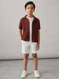 Reiss Kids' Filby Textured Short Sleeve Shirt, Paprika Red