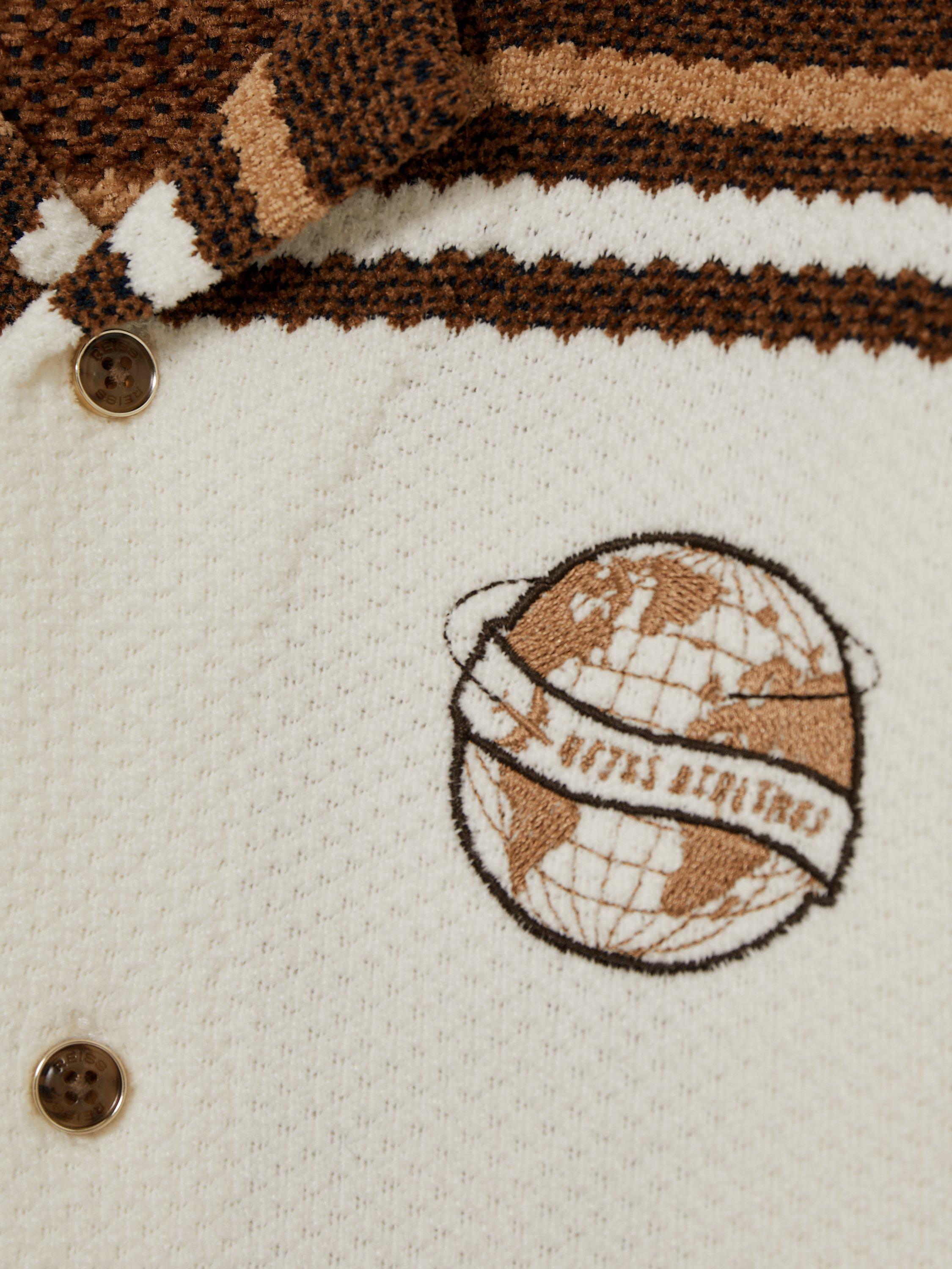 Product image 2 of 5, which shows Reiss Kids' Mitchell Globe Shirt, Br/Taupe/White, 4-5 years