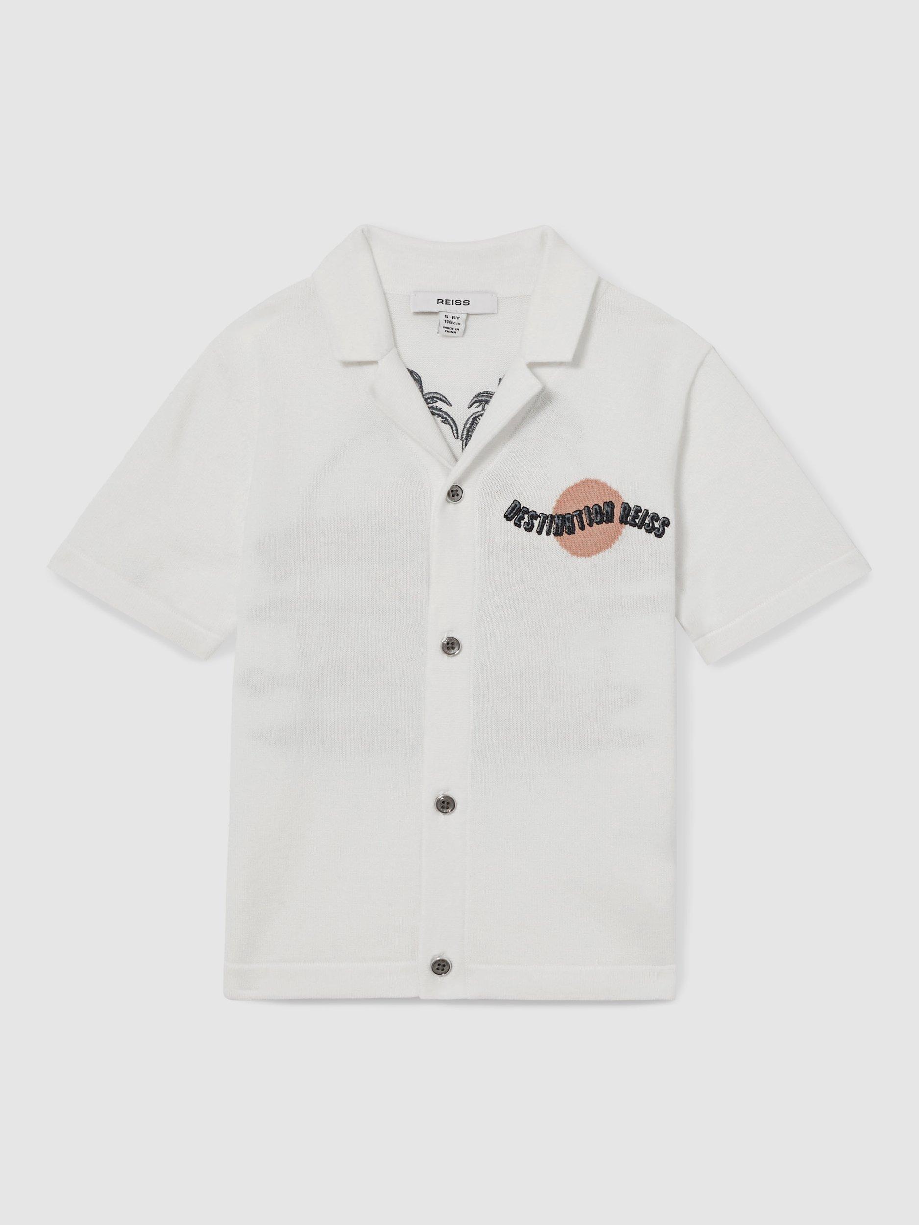 Product image 1 of 4, which shows Reiss Kids' Mykos Short Sleeve Shirt, Off White, 4-5 years