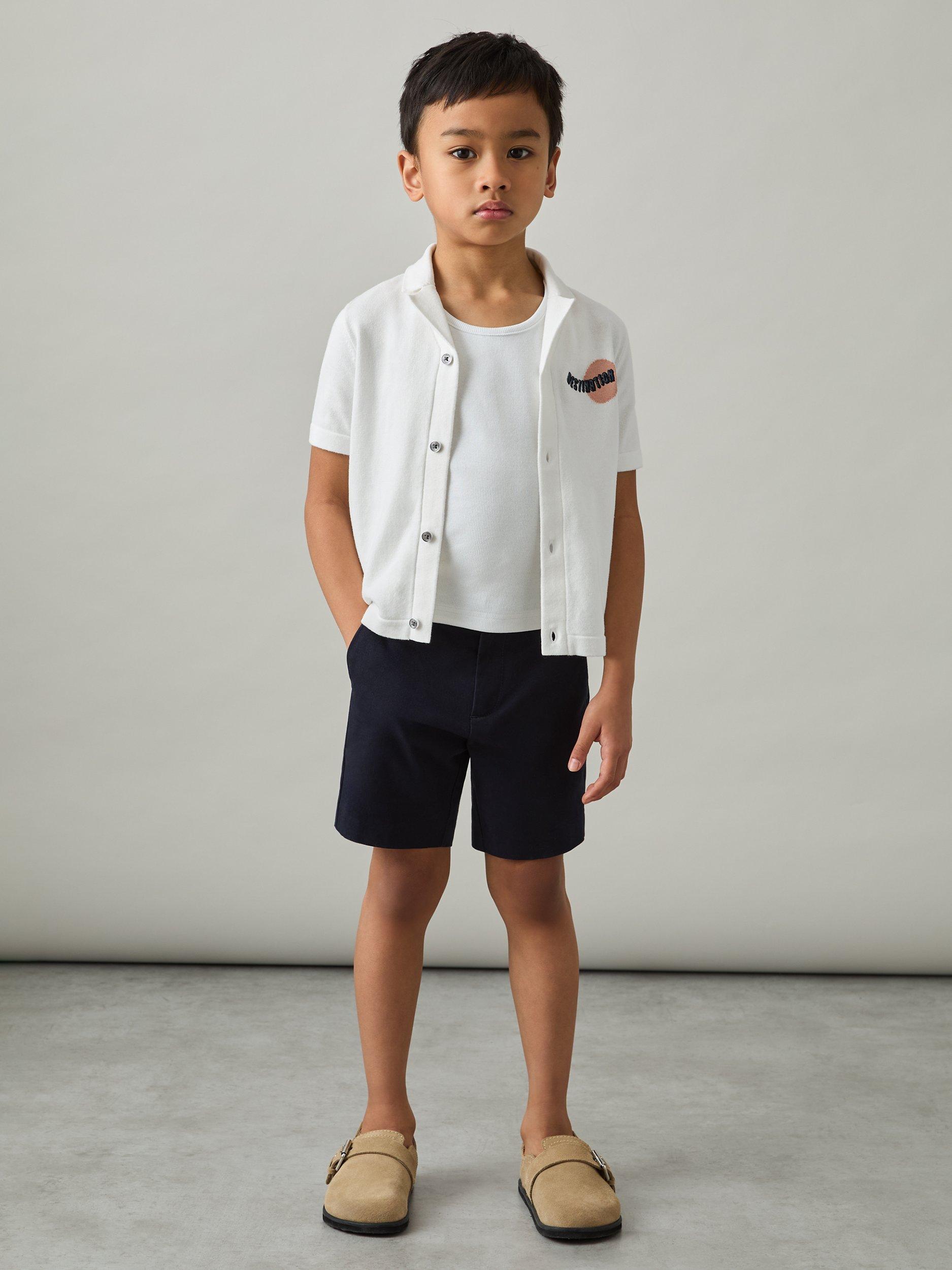 Product image 3 of 4, which shows Reiss Kids' Mykos Short Sleeve Shirt, Off White, 4-5 years