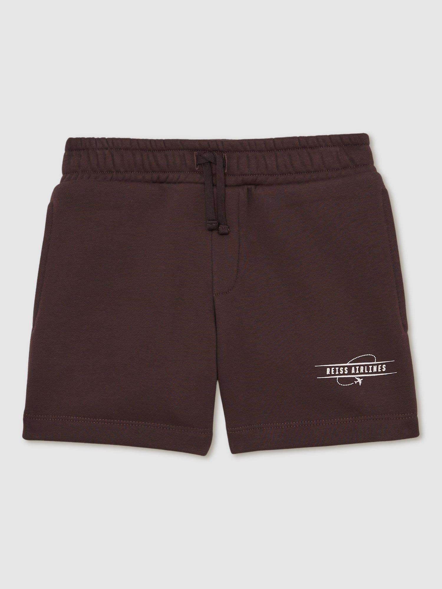Reiss Kids' Hughes Jersey Shorts, Brown / Off White